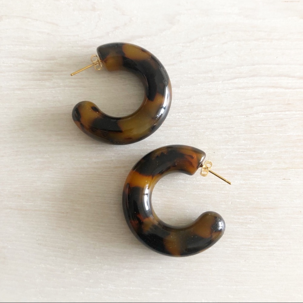 Vintage Tortoise Hoop earrings, acetate earrings.